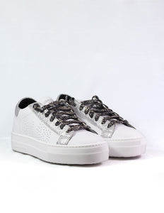 P448 White & Jaguar Print Casual Sneakers | 2227