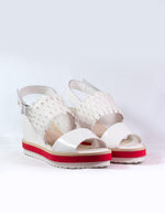 Load image into Gallery viewer, Patrizia Bonfanti White and Red Platform Sandals | 2222W
